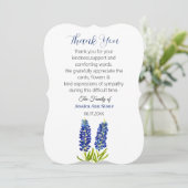 Medeleven Bluebonnets Funeral Doden Dank je Kaart (Staand voorkant)