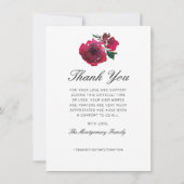 Medeleven Rood Roos Zwart Schrift Foto Begrafenis Bedankkaart (Achterkant)