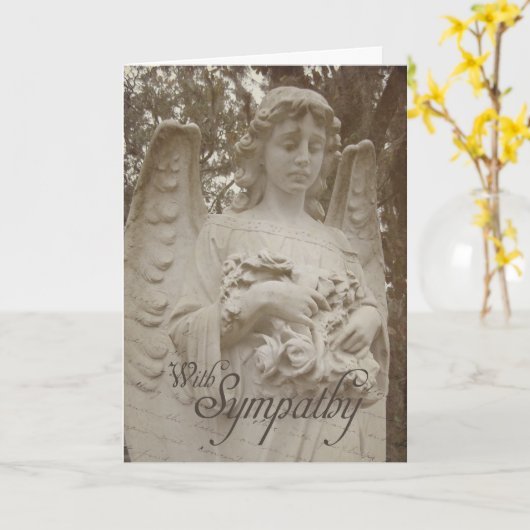 medeleven | Rouw Engel Groet Kaart (Gele Bloem)