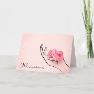 Medeleven roze roos in hand kaart