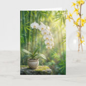 Medeleven witte orchideeën en bamboe kaart (Gele Bloem)