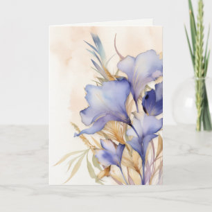 Medelevende Dank U Waterverf Iris Bloemen Kaart