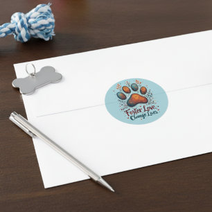Medelevende Hemelblauwe Aquarel Reddingspoot Ronde Sticker