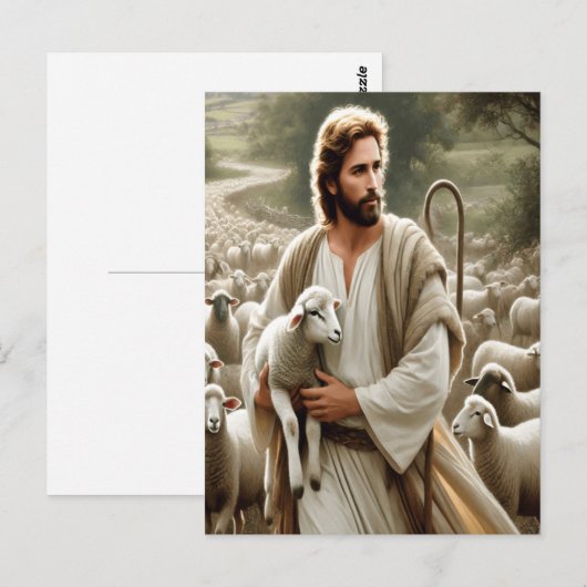 Medelevende herder met zachte kudde briefkaart (Voorkant / Achterkant)