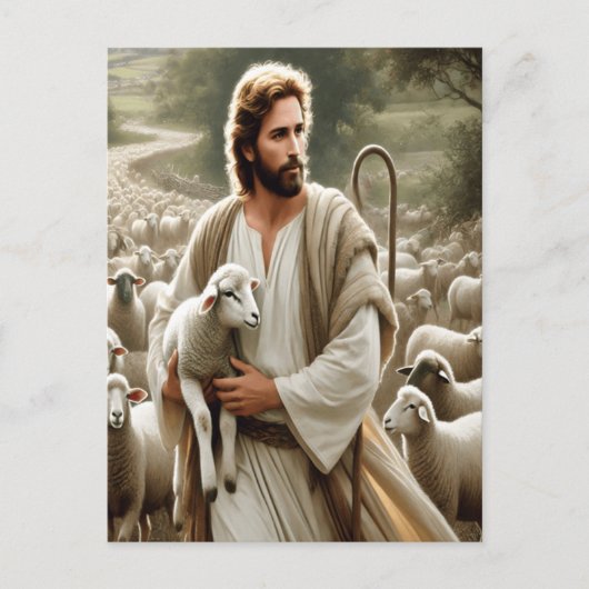 Medelevende herder met zachte kudde briefkaart (Voorkant)