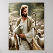 Medelevende herder met zachte kudde poster (Voorkant)