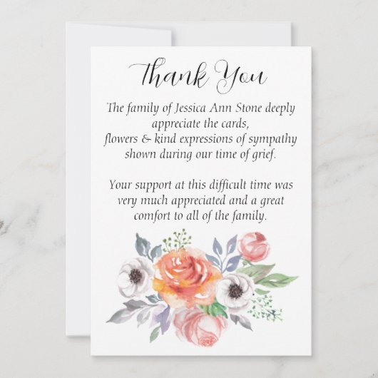 Medelevende rozen bloemendoden dank je  kaart (Voorkant)