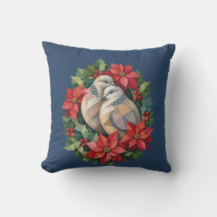 Medelevenheid en Poinsettia Twee Tortelduiven Kussen