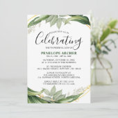 Medelevening Elegant Botanisch Gebladerte Herdenki Kaart (Staand voorkant)