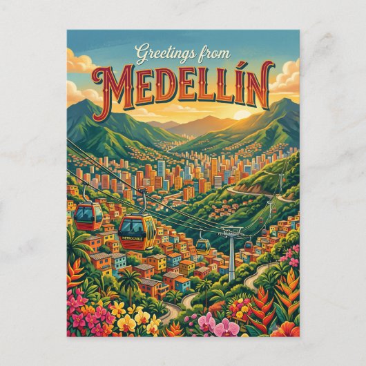 Medellín Colombia Briefkaart (Voorkant)