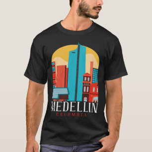 Medellin Colombia City skyline silhouet overzicht T-shirt