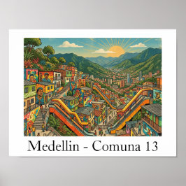 Medellin Colombia Comuna 13 Reis Kunst Poster