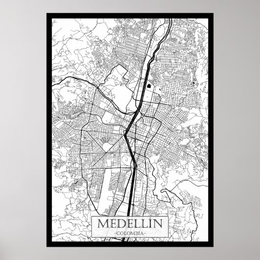 Medellín Colombia Kaart Poster (Voorkant)