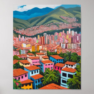 Medellin Colombia olieverfschilderij Poster