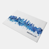 Medellin Colombia Skyline Blue Deurmat (Schuin)