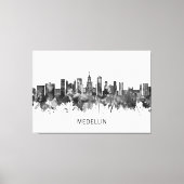 Medellin Colombia Skyline BW Canvas Afdruk (Voorkant)