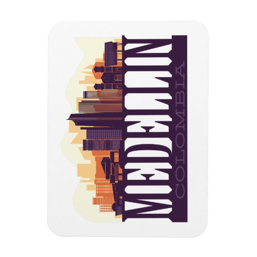 Medellin Colombia Skyline City Souvenir Magneet (Verticaal)