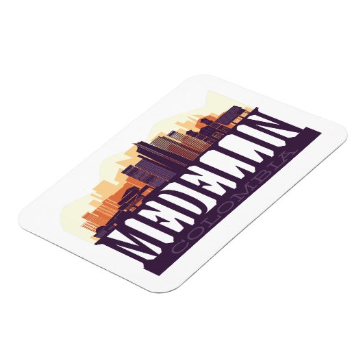 Medellin Colombia Skyline City Souvenir Magneet (Linkerzijde)