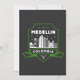 Medellin Colombia Skyline Invitation card Kaart