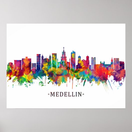 Medellin Colombia Skyline Poster (Voorkant)
