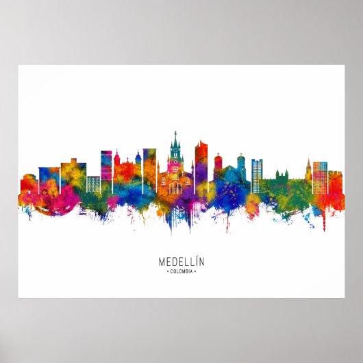 Medellin Colombia Skyline Poster (Voorkant)