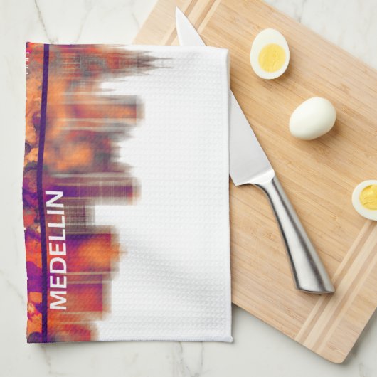 Medellin Colombia Skyline Theedoek (Quarter Fold)