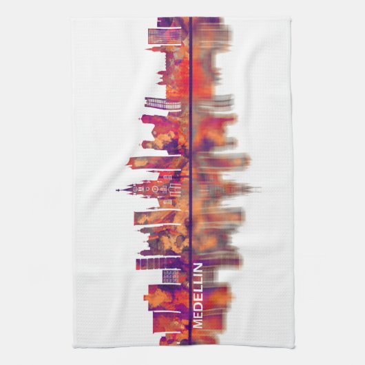 Medellin Colombia Skyline Theedoek (Verticaal)