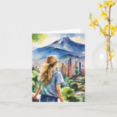 Medellin Colombia Waterverf Kaart (Gele Bloem)