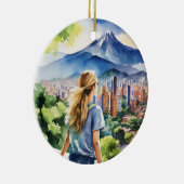 Medellin Colombia Waterverf Keramisch Ornament (Rechts)