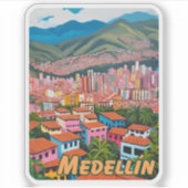 Medellin Colombia Waterverf Sticker (Voorkant)