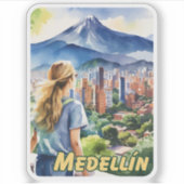 Medellin Colombia Waterverf Sticker (Voorkant)