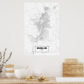 Medellín, Colombia (zwart op wit) Poster (Keuken)