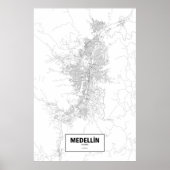 Medellín, Colombia (zwart op wit) Poster (Voorkant)