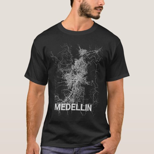 Medellin-stadskaart (GROTE AFDRUKKING) T-shirt (Voorkant)