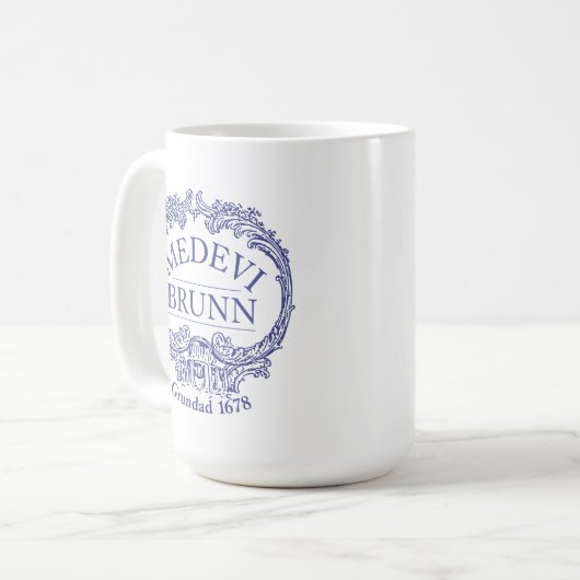 Medevi Brunn Logo Grote Koffie Mok (Voorkant links)