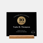 Medewerker 10 jaar dienst gouden zegel aangepaste acryl bord (Voorkant)