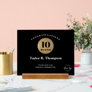 Medewerker 10 jaar dienst gouden zegel aangepaste acryl bord