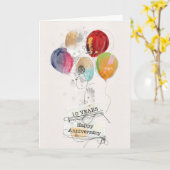 Medewerker 10e Jubileum Ballonnen Kaart (Gele Bloem)