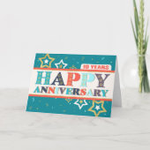 Medewerker 10e Jubileum Bold Colours and Stars Kaart (Voorkant)