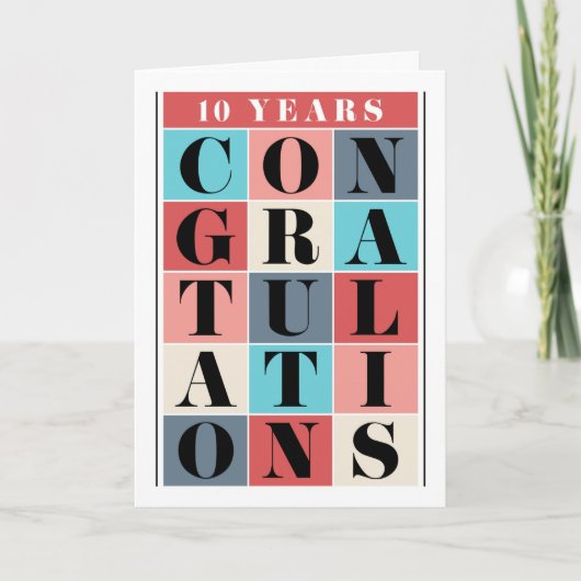 Medewerker 10e Jubileum Gefeliciteerd Grid Kaart (Voorkant)