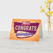 Medewerker 10e Jubileum Retro Signage Kaart (Gele Bloem)