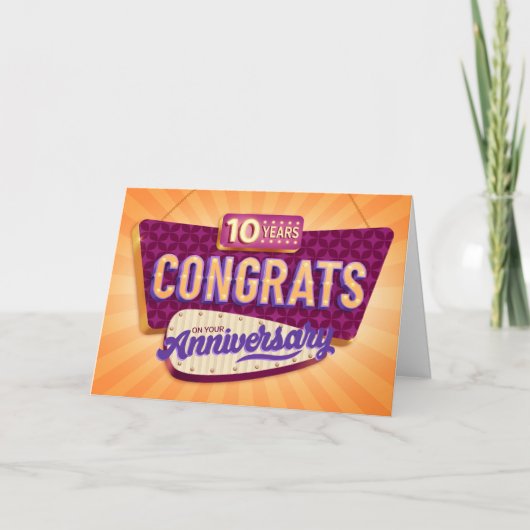 Medewerker 10e Jubileum Retro Signage Kaart (Voorkant)