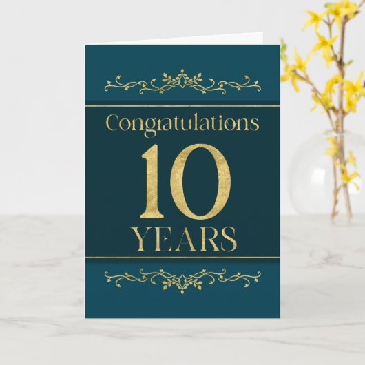 Medewerker 10e Jubileum Stijlvolle Formele Elegant Kaart (Gele Bloem)