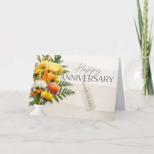 Medewerker 10e Jubileum Verse Bloemen Kaart (Voorkant)