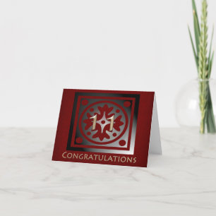 Medewerker 11 jaar Jubileum Elegant Golden Red Kaart