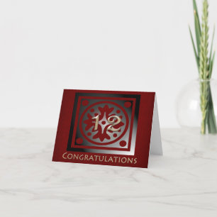 Medewerker 12 jaar Jubileum Elegant Golden Red Kaart