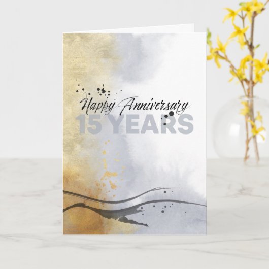 Medewerker 15e Jubileum Artistic Ink Abstract Kaart (Gele Bloem)