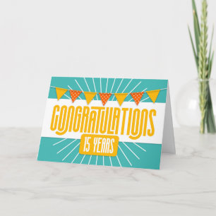 Medewerker 15e Jubileum Colorful Bunting Card Kaart