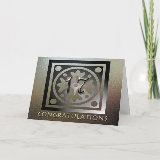 Medewerker 17e Jubileum Elegant Golden Kaart (Voorkant)