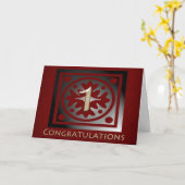 Medewerker 1 jaar Jubileum Elegant Golden Red Kaart (Gele Bloem)